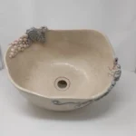 Lavabo Beig con decoración de uvas - Imagen 3
